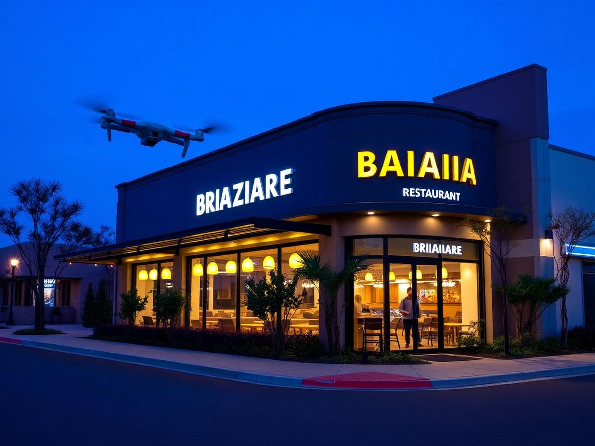 Filmagem com drone de empresa e restaurante